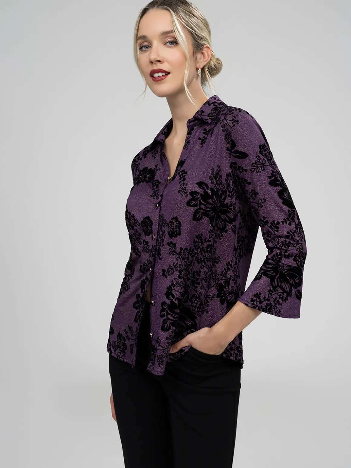 Blouse à manches 3/4 avec boutons