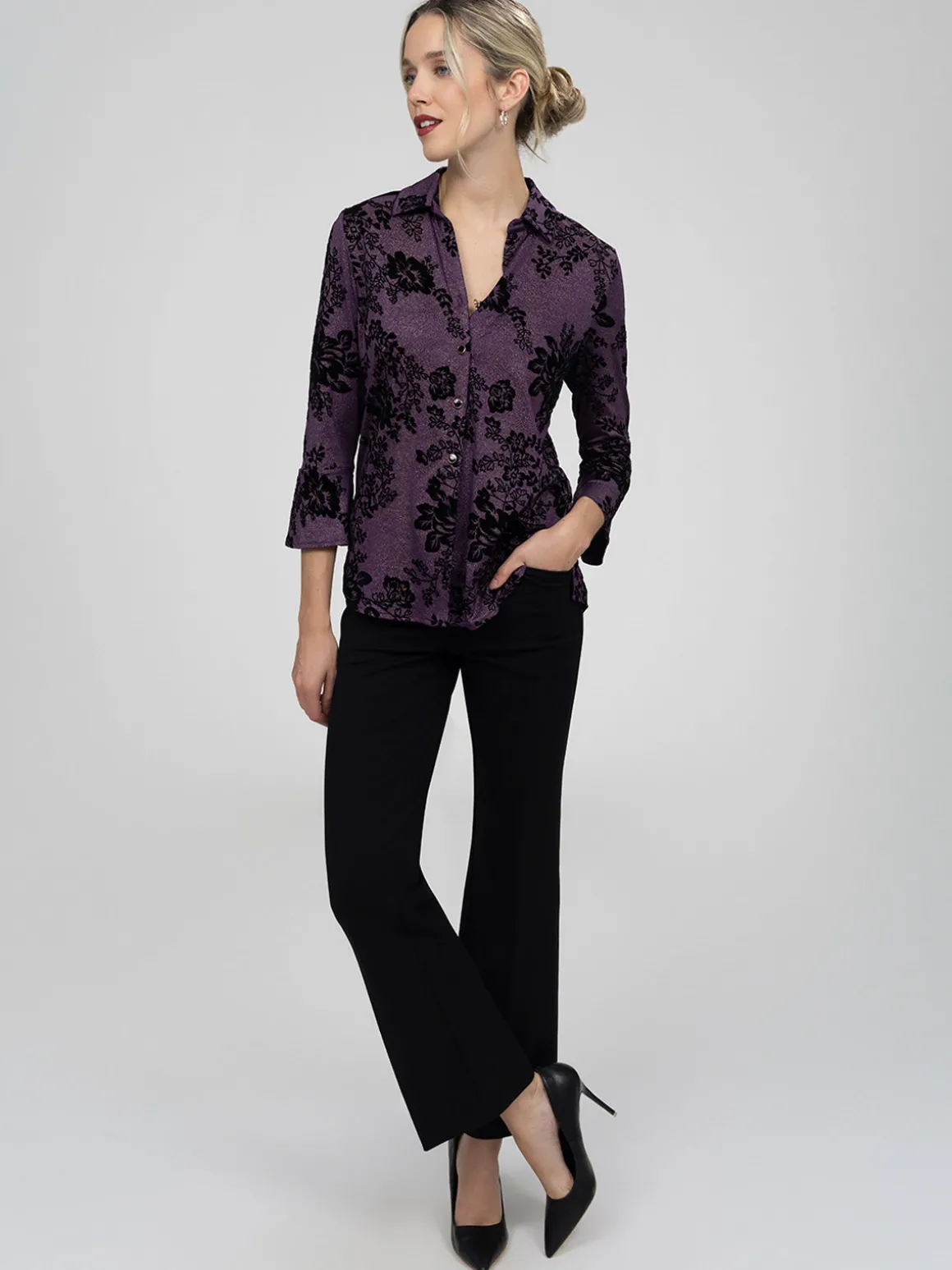 Blouse à manches 3/4 avec boutons