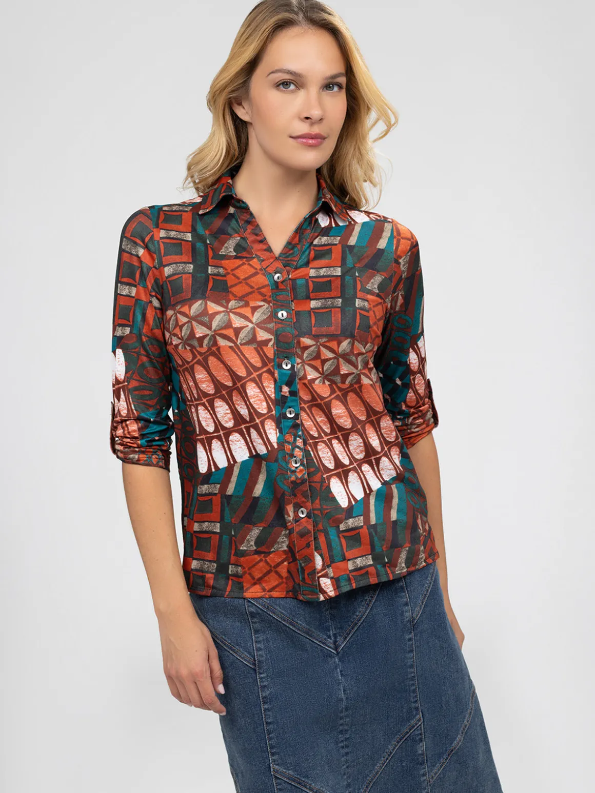 Blouse à manches 3/4 avec boutons