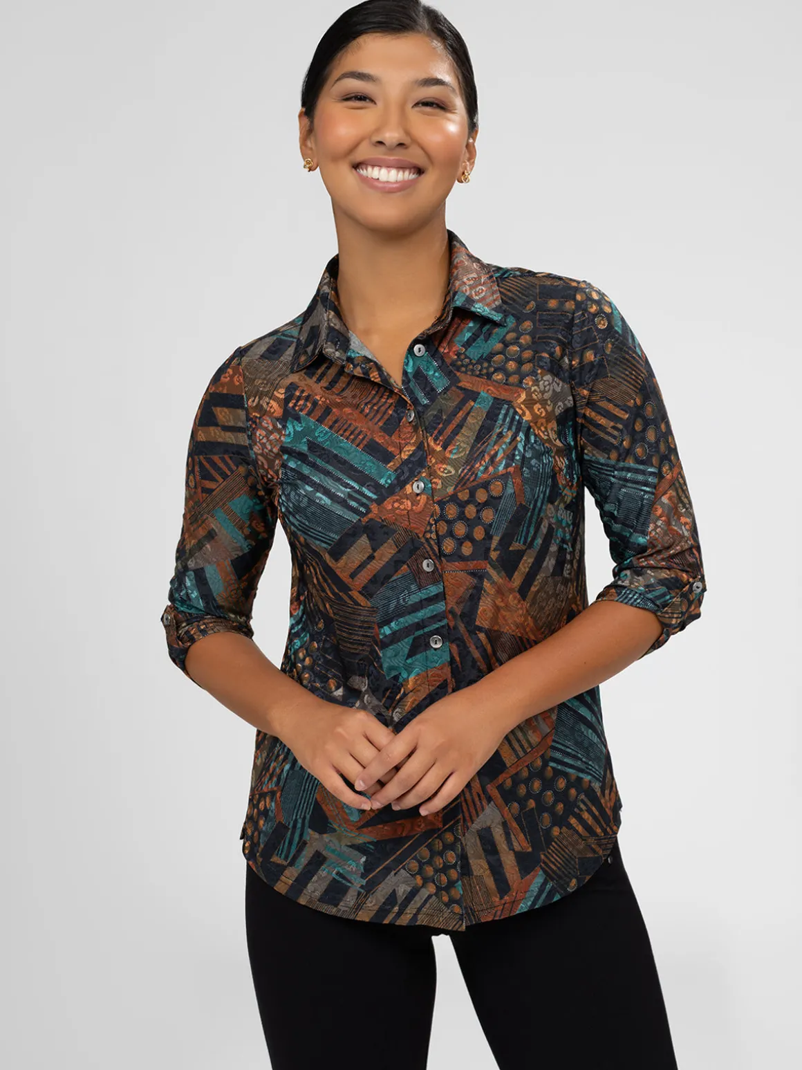 Blouse à manches 3/4 avec boutons