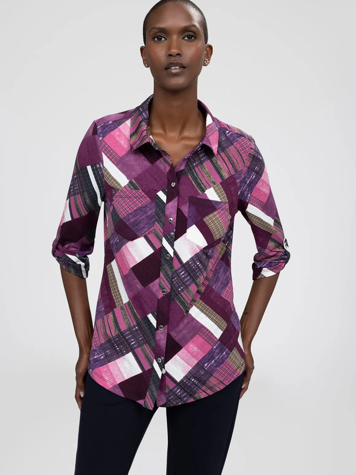 Blouse à manches 3/4 avec boutons