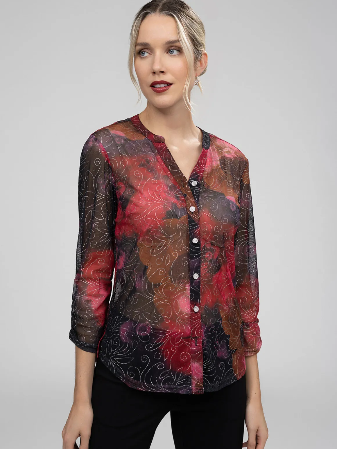 Blouse à manches 3/4 avec boutons