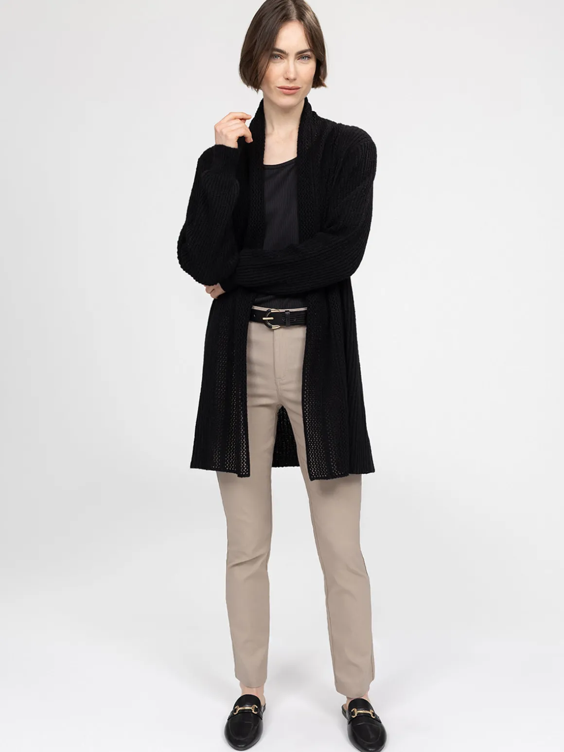 Cardigan en tricot ouvert à manches longues