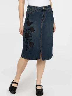 Jupe midi droite en denim